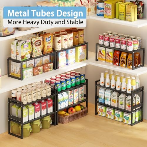 2 Pack Expandable Kitchen Cabinet Shelves Organizer, Heavy Duty Metal Shelving - Image 5