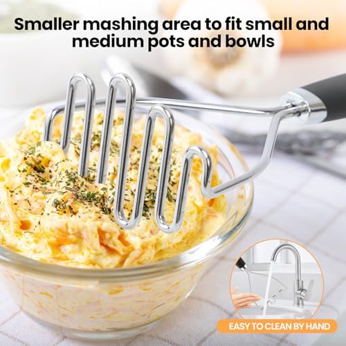 2Pcs Potato Masher Set with Silicone Handle, Premium Stainless Steel Potato - Image 6