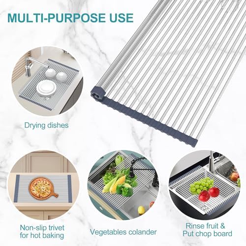 BBXTYLY Extra Large Expandable Roll Up Dish Drying Rack, Over The Sink Drying - Image 5