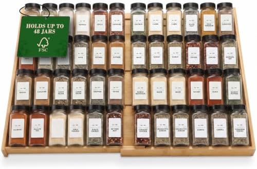 Bamboo Spice Drawer Organizer, Expandable 12 to 23 Inch Insert Holds 48 Jars by Unknown