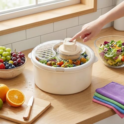 Salad Spinner and Produce Washer, 2026 New Multifunctional Vegetable Dryer by Unknown