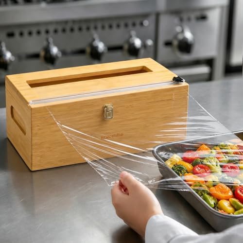 Libreshine 12-Inch Bamboo Plastic Wrap Dispenser - Image 7