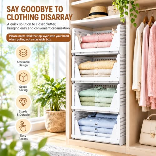 Upgraded Closet Organizers and Storage, Stackable Closet Organizer Basket - Image 5