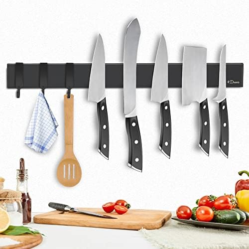 Dmore magnetic knife holder for wall—with 3 hooks, No Drilling, 16 Inch by Dmorealwaysdomore