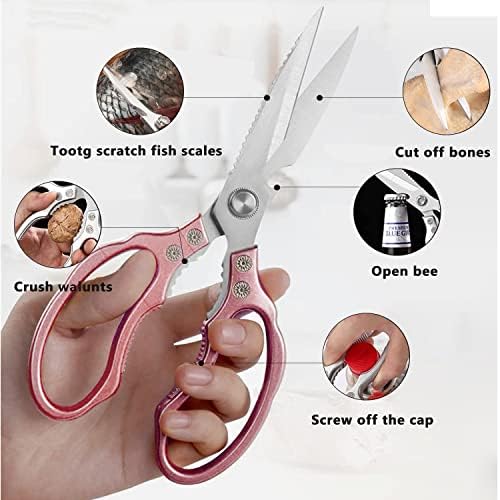Kitchen Scissors, Heavy Duty Sharp Shears Dishwasher Safe, Rose Gold Cooking - Image 3