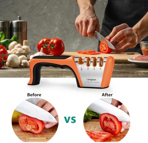 Longzon 5-in-1 Knife Sharpener 4 Stage and Cut-Resistant Glove - Image 6