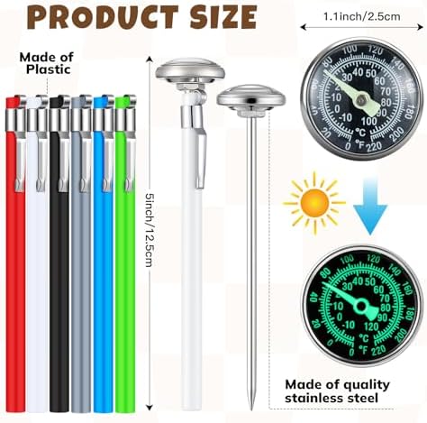 Xuhal 6 Pcs Kitchen Thermometer Glow Dial 5 Inch Stem - Image 2
