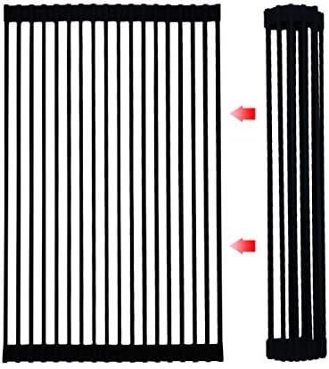 Ahyuan Roll-up Dish Drying Rack Square Solid Bars Multipurpose Silicone Coated - Image 2