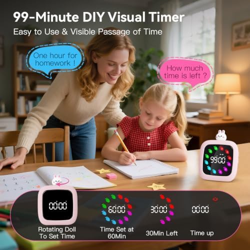 Yunbaoit Digital Visual Timer for Kids, 99-Minute Countdown, Rechargeable - Image 2