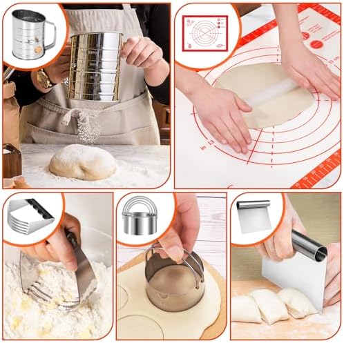 9PCS Stainless Steel Pastry Blender Set, 3 Cup Flour Sifter, Biscuit Cutter - Image 4