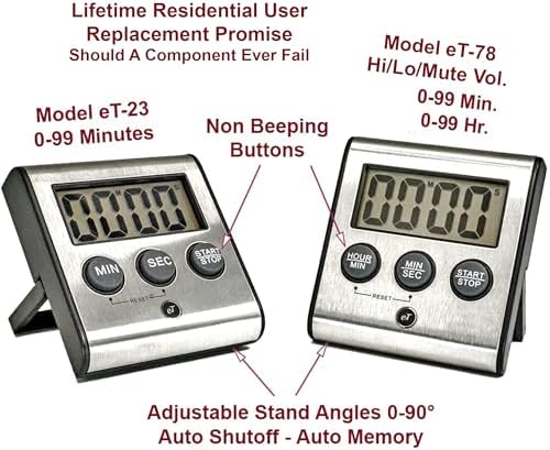 Elegant Digital Kitchen Timer Stainless Steel - Image 3