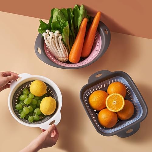 2Pcs Collapsible Square Silicone Colander Strainer - Image 6