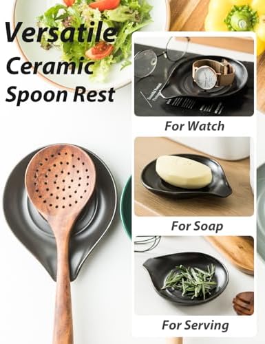 LAUCHUH Spoon Holder for Stove Top, Ceramic Spoon Rest for Kitchen Counter - Image 6