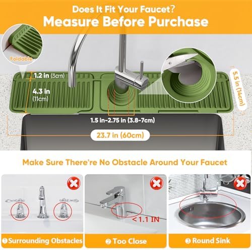 24'' Longer Faucet Mat for Kitchen Sink Splash Guard Kitchen Sink Faucet Mat - Image 2