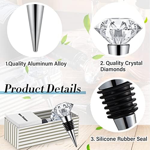 Tessco for you 24 Pieces Crystal Wine Bottle Stoppers Reusable Diamond Cork - Image 3