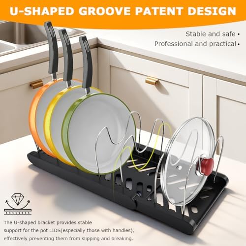Pots and Pans Organizer for under Cabinet, Expandable Pot Lid Holder - Image 3