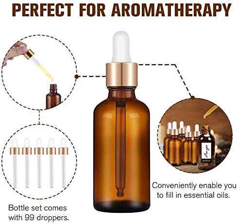 PrettyCare 2 oz Eye Glass Dropper Bottles, 63 Pack Amber Empty Thick Bottles - Image 4