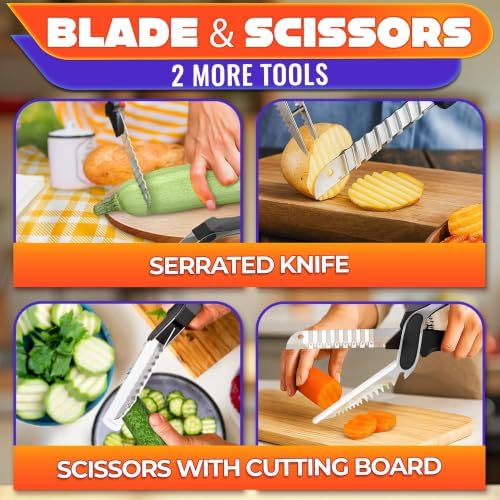 7-in-1 Cutting Board Scissors for Food, Ribbed Blades, Heavy-Duty - Image 6