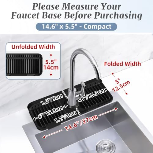 PoYang 14.6 Inch Faucet Mat for Kitchen Sink Splash Guard - Image 3