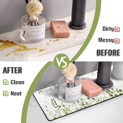 Sink Faucet Absorbing Mat, 2 Pack Drying Mat Around Faucet Sink Splash Guard - Image 3