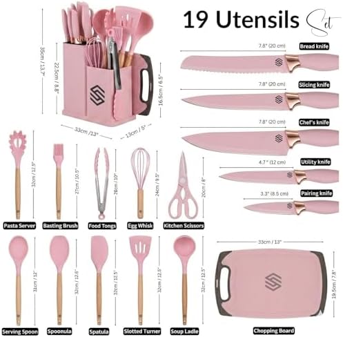 19 PCS Pink Silicone Cooking Utensils Set - Image 2
