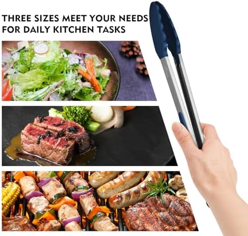 HOTEC Premium Stainless Steel Locking Kitchen Tongs - Image 3