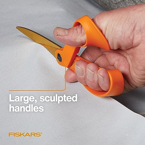 Fiskars 9" Titanium Shop Shears Heavy Duty Serrated Multipurpose Scissors - Image 5