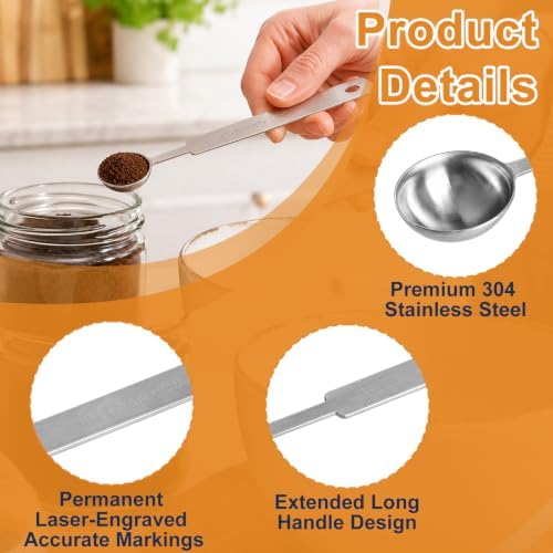 3 Pcs 1/2 Teaspoon 304 Stainless Steel Measuring Spoons, 2.5ml Long Handle - Image 3