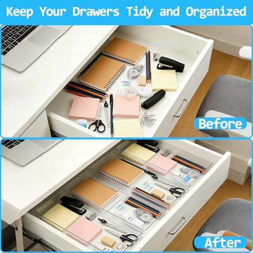 Manalete 30 Pcs Clear Plastic Drawer Organizer, Makeup & Vanity Organizer - Image 4