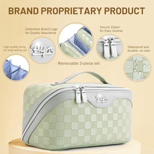 BOYATU Travel Makeup Bag Organizer: 180°Open-Flat 3 Pcs Make up Bags Set - Image 3