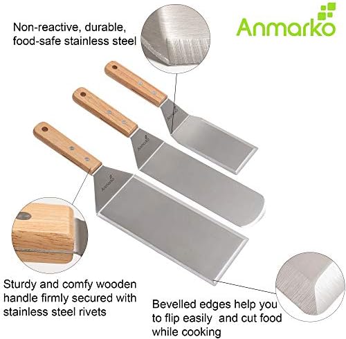 Metal Spatula Set Stainless Steel Hamburger Turner Griddle Flipper Scraper - Image 2