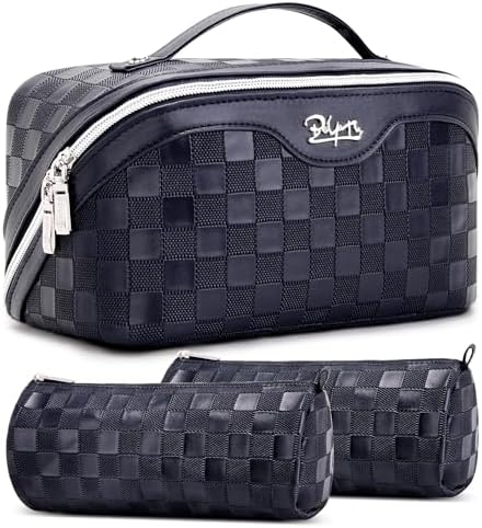 BOYATU Travel Makeup Bag Organizer: 180°Open-Flat 3 Pcs Make up Bags Set by BOYATU
