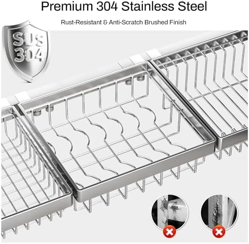 ADBIU Luxurious 304 Stainless Steel Over Sink Dish Drying Rack Snap-On Design 2 - Image 3