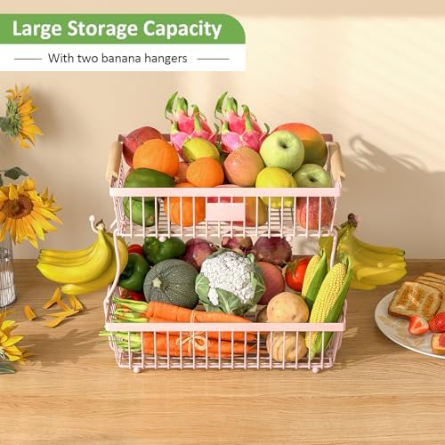 2 Tier Fruit Basket for Kitchen Counter - Image 2
