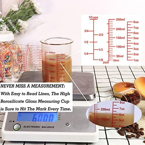 High Borosilicate Glass Measuring Cup Set-V-Shaped Spout，Includes 250ml - Image 4