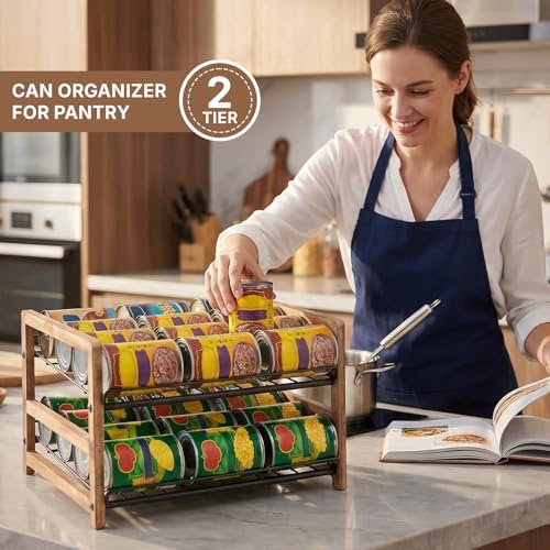 DGWJSU Can Organizer for Pantry 2-Tier, Holds up to 24 Cans Storage - Image 2