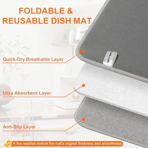 Dish Drying Mat 24 x 17 in, Large Microfiber Drying Mats - Image 5
