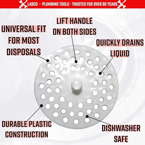 LASCO 02-4021 White Plastic Disposal Sink Strainer Fits Most - Image 2