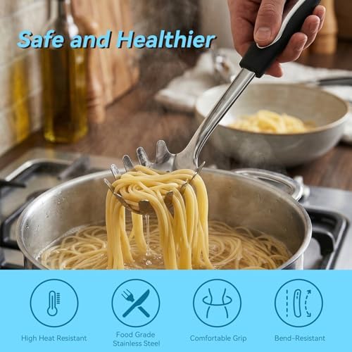 2 PCS Stainless Steel Soup Ladle and Spaghetti Spoon - Image 3