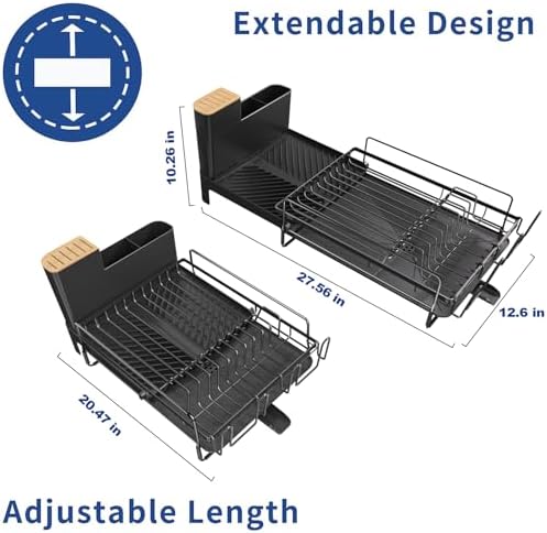 Runnatal Expandable Dish Drying Rack, 20.5"-27.6" L x 12.6" W - Image 3
