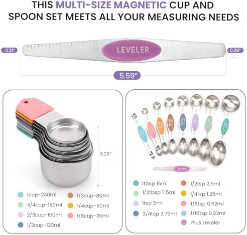 Magnetic Measuring Cups and Spoons Set-Heavy Duty 304 Stainless Steel - Image 6