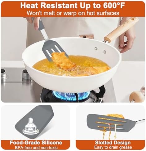2 Pack Silicone Kitchen Spatula Set, 600°F Heat Resistant - Image 4