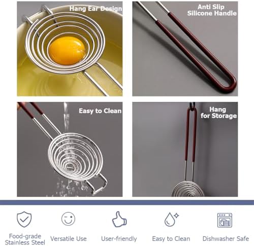 Egg Yolk Separator & Semi Automatic Whisk, Stainless Steel Mini Hand Push Whisk - Image 5