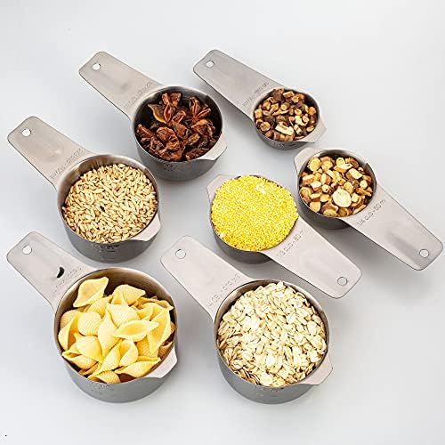 7-Piece 18/8 Stainless Steel Measuring Cups Set, Dark Gray - Image 3