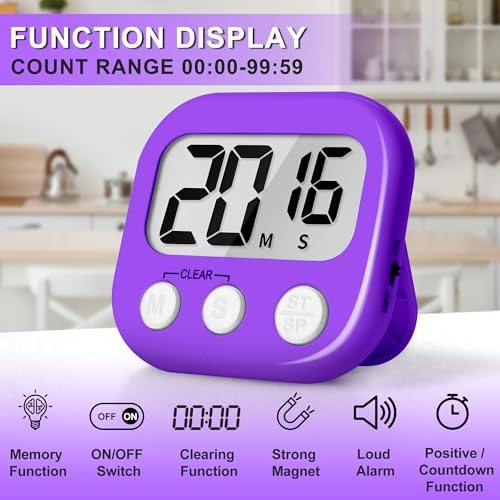 ZILLEEN Classroom Timer for Kids Teachers 2 Pack Digital Timers Pur Pk - Image 4