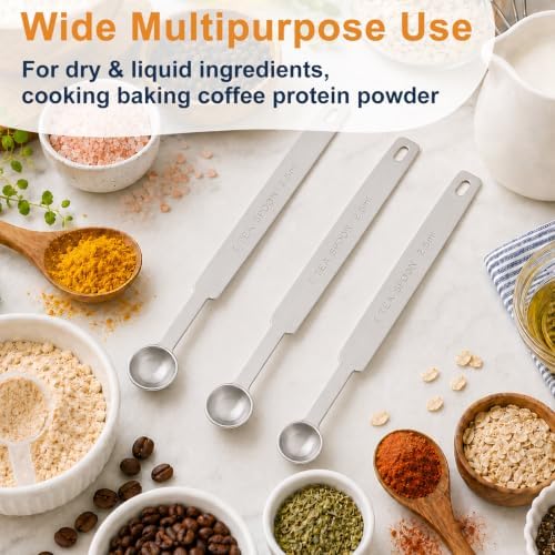 3 Pcs 1/2 Teaspoon 304 Stainless Steel Measuring Spoons, 2.5ml Long Handle - Image 5