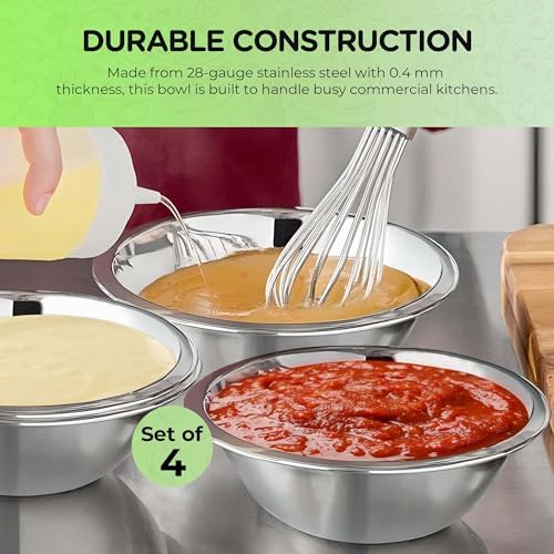 OCS Parts 4-Pack 1.5 Quart Stainless Steel Mixing Bowls - Image 3