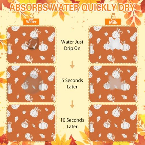 Fall Dish Drying Mat Autumn Decor Kitchen Countertop, Super Absorbent Coffee - Image 4