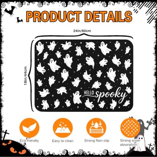 Halloween Dish Drying Mat Kitchen Countertop, Super Absorbent Coffee Bar Mat - Image 5