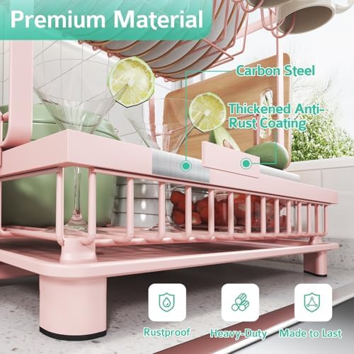 2-Tier Dish Drying Rack for Kitchen Counter, Space-Saving - Image 5